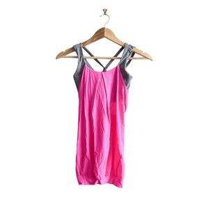 Lululemon Athletica Women Built-In Bra Tank Top Gray & Pink Size 4